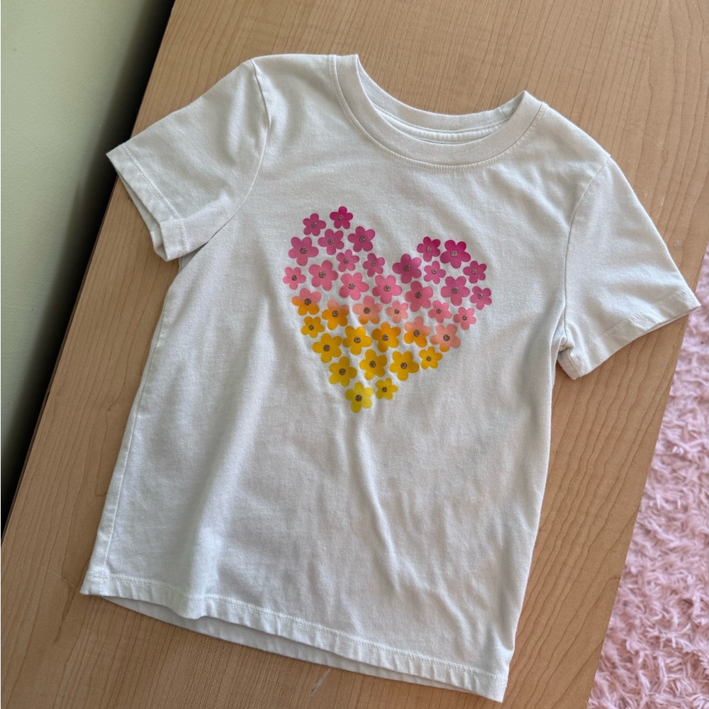 Kids T-Shirt with Floral Heart Design